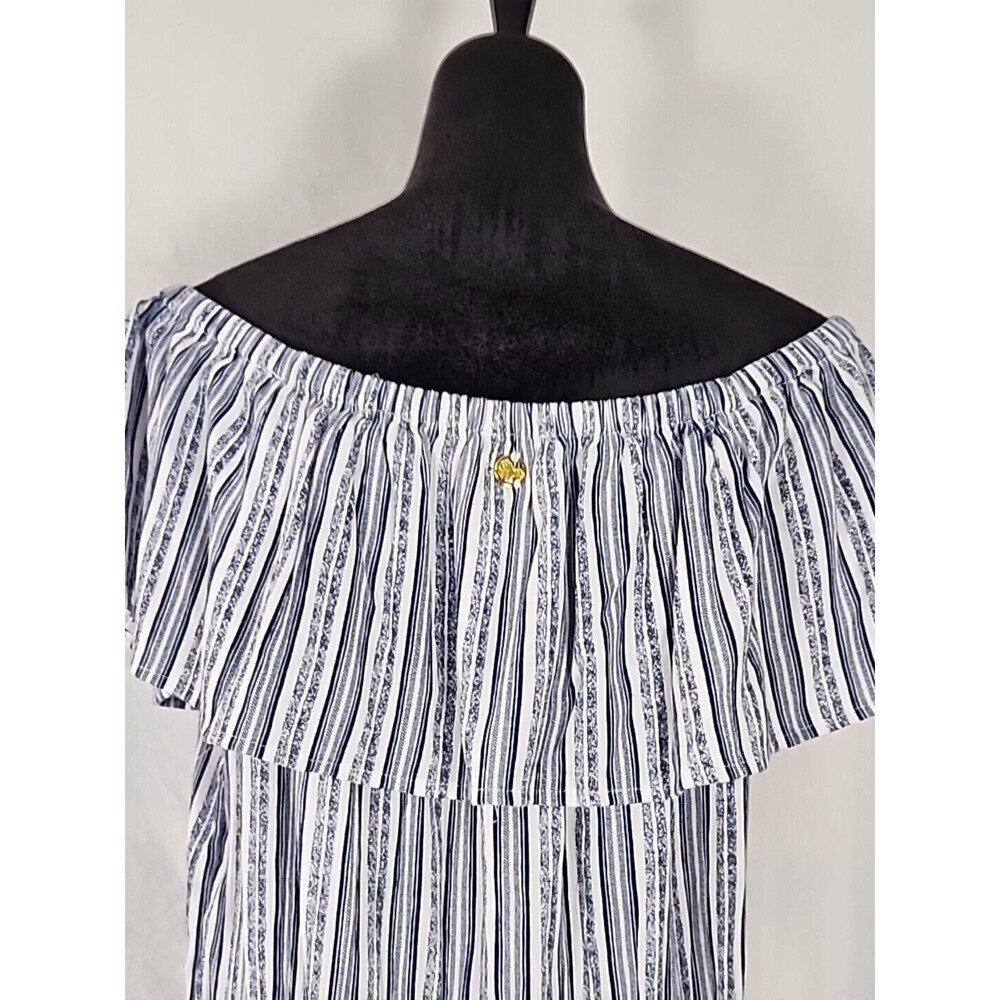 Hawaiian Tropic Off Shoulder Women Blue Casual Sun Mini Dress X-Large Beach Boho - Picture 9 of 13